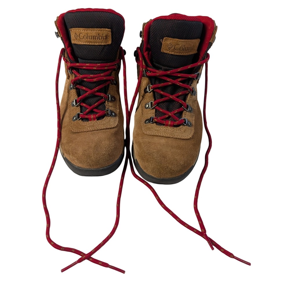 Columbia Newton Ridge Plus Waterproof Hiking Boots Brown Red Womens 9.5 BL4552